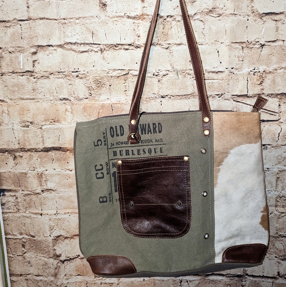Leather Pocket Tote Bag